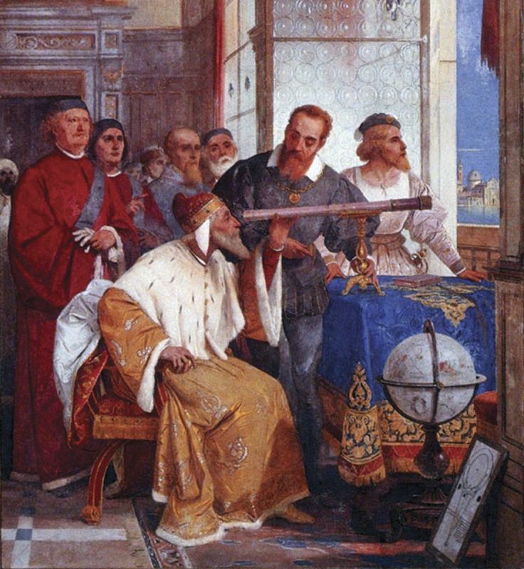 Picture Of Galileo Showed How To Use The Telescope